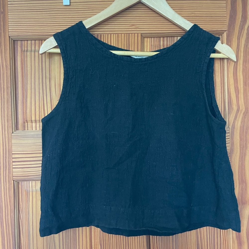 Black Linen Gauze  Elizabeth Suzann Sleeveless Top